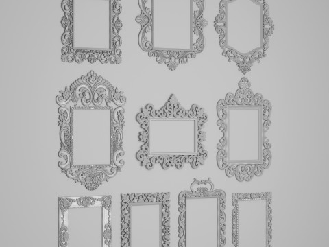 Collection Of 10 Classic Frame Mirrors Part 1 3Dモデル