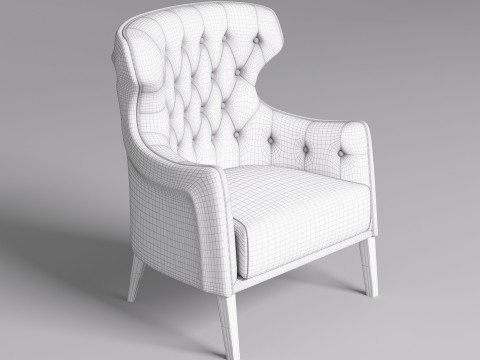 Chesterfield Fabric Berjer 003 Model 3D