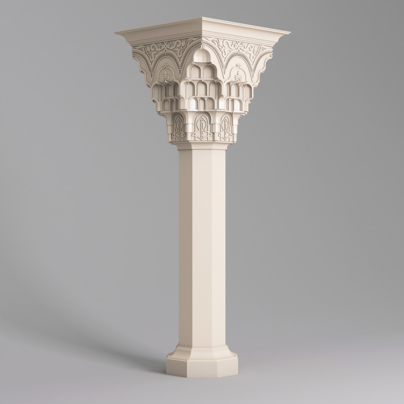 Classic Islamic Muqarnas Column 003 3D 模型 .c4d .max .obj .3ds .fbx .stl .blend 