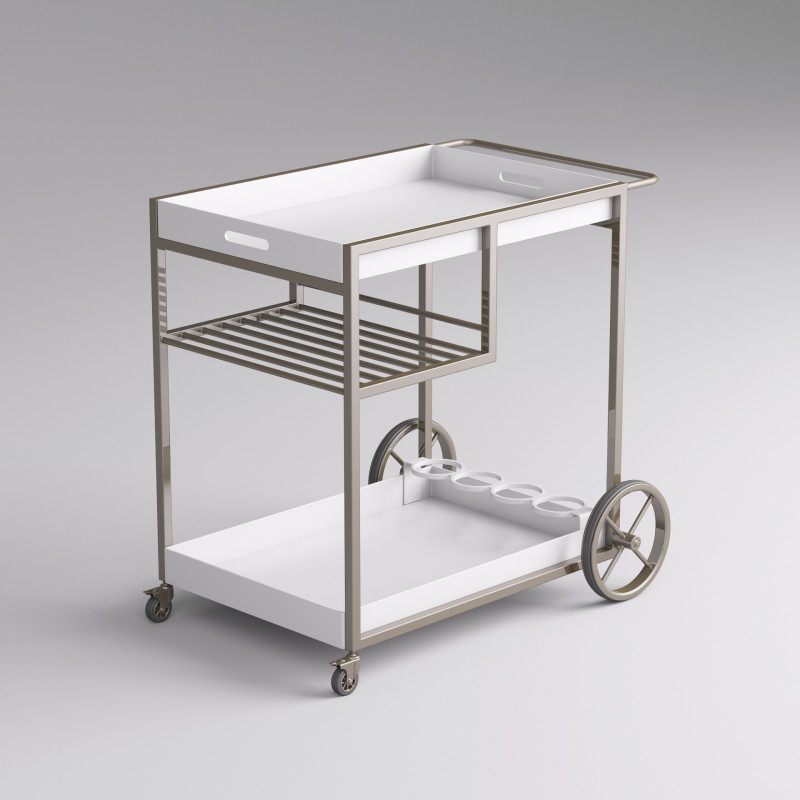 Serving Bar Cart 001 3D Модель .c4d .max .obj .3ds .fbx .stl .blend 