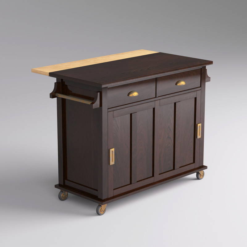 Classic Wooden Serving Bar Cart - High Poly 3D 模型 .c4d .max .obj .3ds .fbx .stl .blend