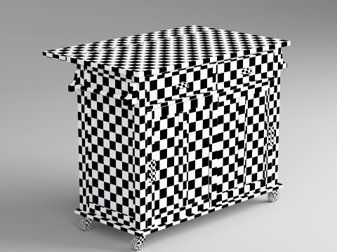 Classic Wooden Serving Bar Cart - High Poly 3D 模型