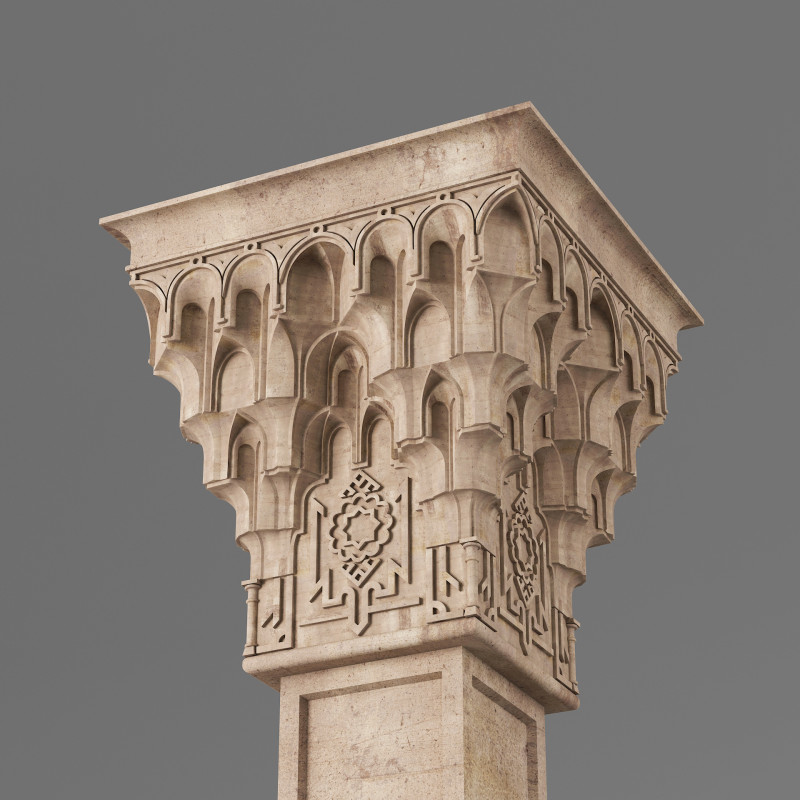 Classic Islamic Muqarnas Column 004 3D Model .c4d .max .obj .3ds .fbx .stl .blend 