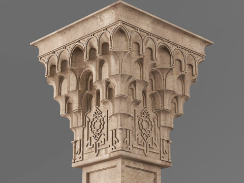 Classic Islamic Muqarnas Column 004 3D Model