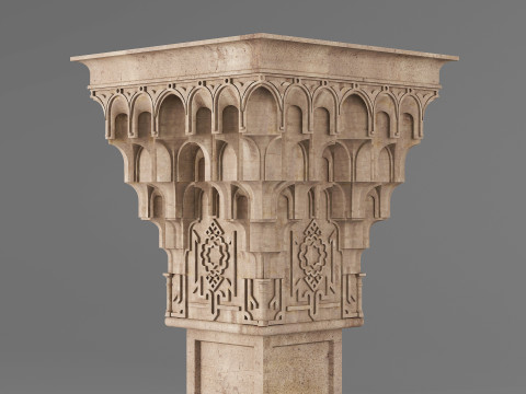 Classic Islamic Muqarnas Column 004 3D Model