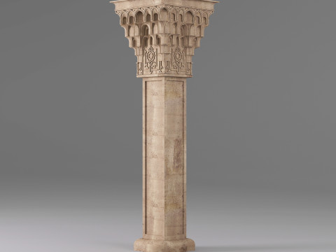 Classic Islamic Muqarnas Column 004 3D Model