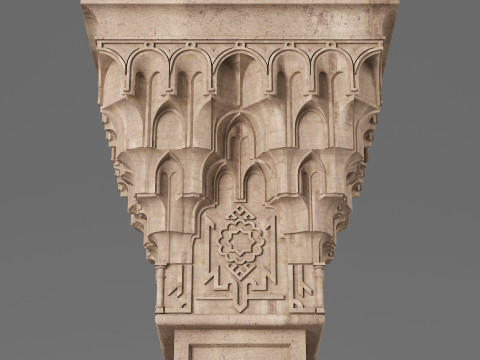 Classic Islamic Muqarnas Column 004 3D Model