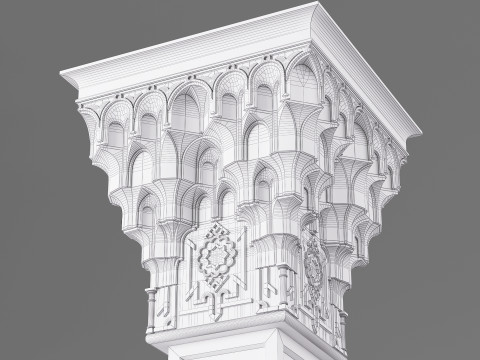 Classic Islamic Muqarnas Column 004 3D Model
