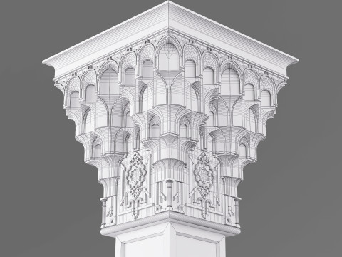 Classic Islamic Muqarnas Column 004 3D Model
