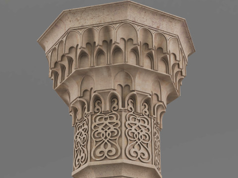 Klasyczna islamska kolumna Muqarnas 005 Model 3D