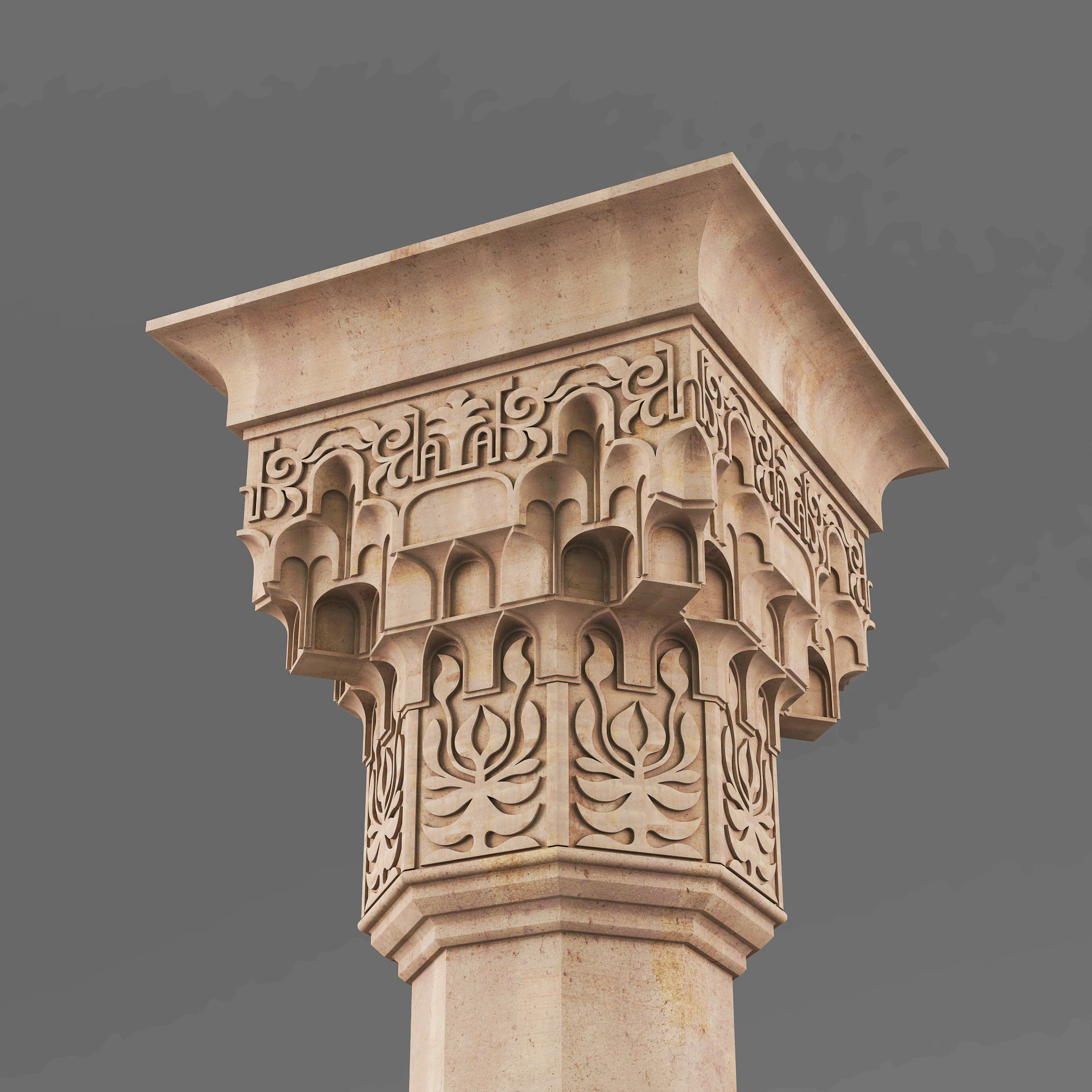 Alhambra Muqarnas Column - Stalactite Pillar - 006 3D Model .c4d .max .obj .3ds .fbx .stl .blend 