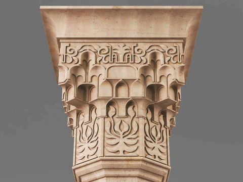 Alhambra Muqarnas Column - Stalactite Pillar - 006 3D Model