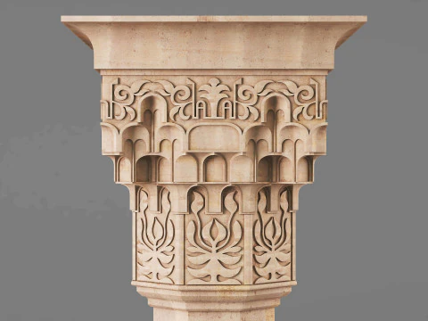 Alhambra Muqarnas Column - Stalactite Pillar - 006 3D Model