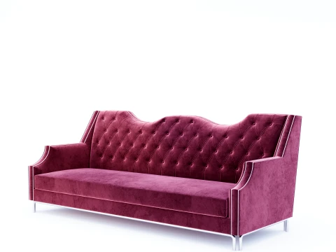 Chesterfield Velvet Sofa 001 3D Model