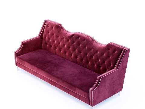 Chesterfield Velvet Sofa 001 3D Model