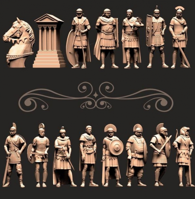 ROMAN CHESS STL 3D प्रिंट मॉडल .c4d .max .obj .3ds .fbx .stl .blend 