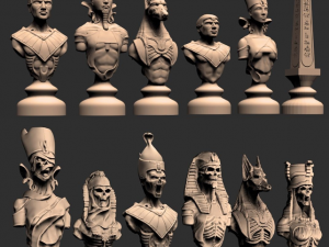 EGYPTIAN CHESS WITH BOARD STL 3D Print Model