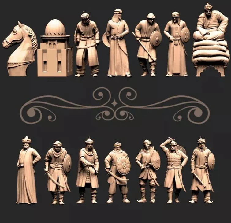 ARABIC CHESS STL 3D Print Model .c4d .max .obj .3ds .fbx .stl .blend