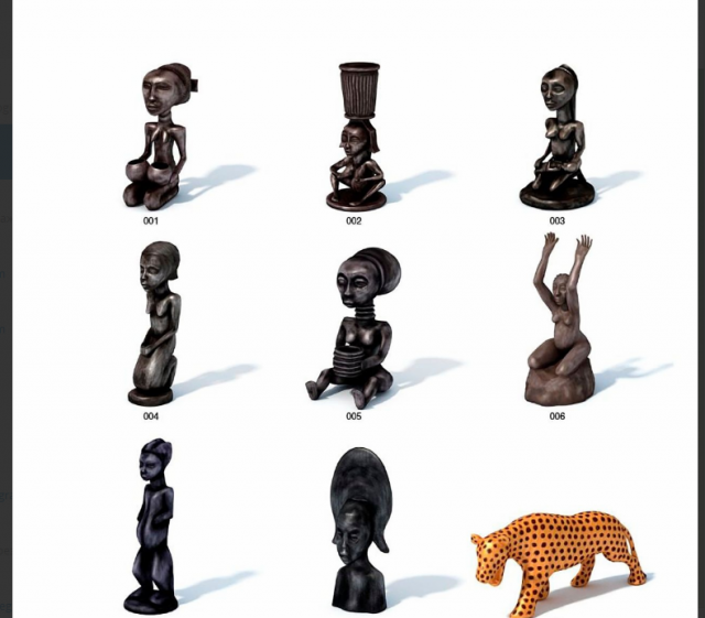 AFRICAN FIGURINES SET STL 3D 프린트 모델 .c4d .max .obj .3ds .fbx .stl .blend 