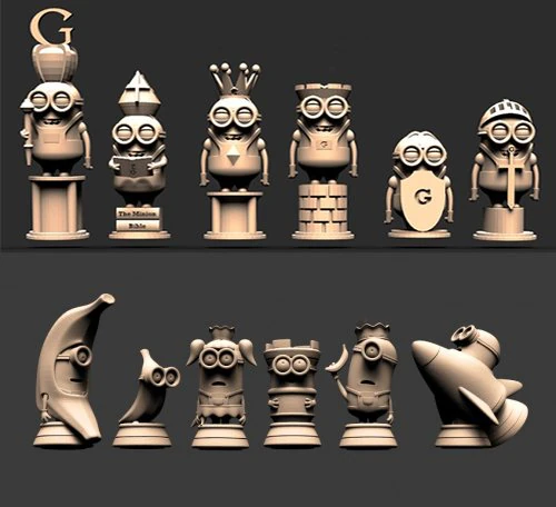 MINION CHESS DESPICABLE ME STL 3D Print Model .c4d .max .obj .3ds .fbx .stl .blend 