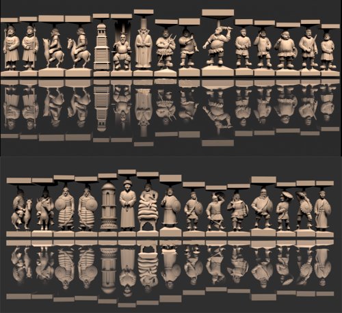 CHESS SET TATAR-MONGOLS VS SLAVS STL Model Cetak 3D .c4d .max .obj .3ds .fbx .stl .blend 
