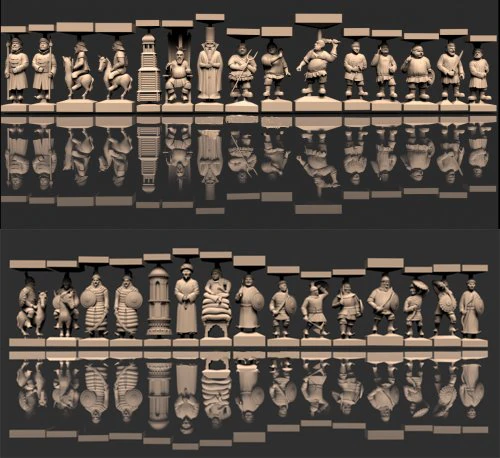 CHESS SET TATAR-MONGOLS VS SLAVS STL 3D Print Model .c4d .max .obj .3ds .fbx .stl .blend 