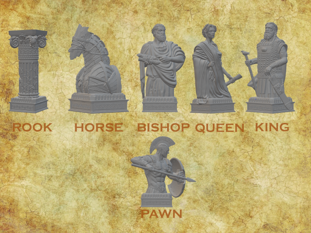 GREEK CHESS SET STL 3D Print Model .c4d .max .obj .3ds .fbx .stl .blend 