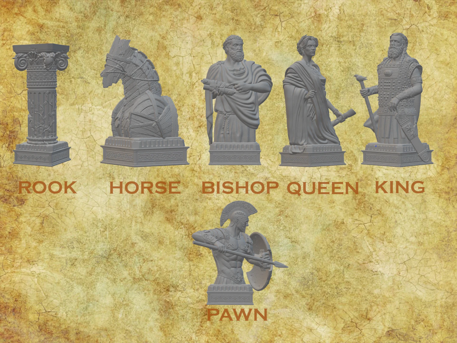 GREEK CHESS SET STL 3D Print Model .c4d .max .obj .3ds .fbx .stl .blend 