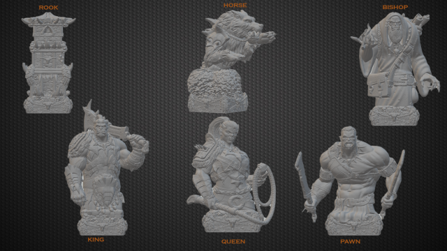 ORK CHESS SET STL 3D Print Model .c4d .max .obj .3ds .fbx .stl .blend 
