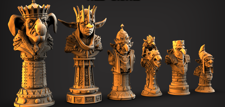 FANTASY GOBLIN CHESS STL 3Dモデル .c4d .max .obj .3ds .fbx .stl .blend 