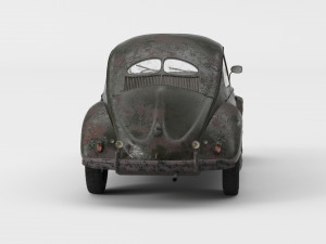 VW Style Beetle Bug Old Rusty WW2 Wrecked Car 3D Model