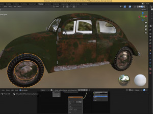 VW Style Beetle Bug Old Rusty WW2 Wrecked Car 3D Model