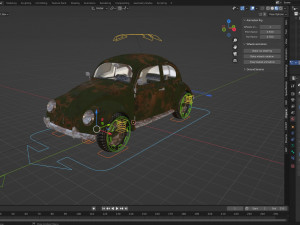 VW Style Beetle Bug Old Rusty WW2 Wrecked Car 3D Model