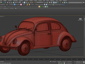 VW Style Beetle Bug Old Rusty WW2 Wrecked Car 3D Model