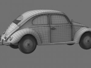 VW Style Beetle Bug Old Rusty WW2 Wrecked Car 3D Model