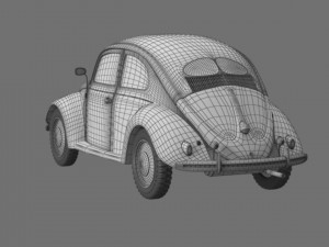 VW Style Beetle Bug Old Rusty WW2 Wrecked Car 3D Model
