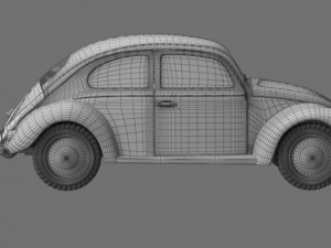 VW Style Beetle Bug Old Rusty WW2 Wrecked Car 3D Model