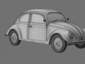 VW Style Beetle Bug Old Rusty WW2 Wrecked Car 3D Model