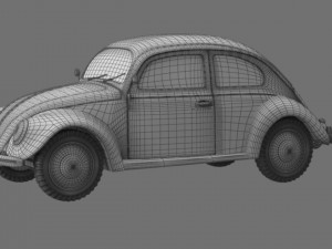 VW Style Beetle Bug Old Rusty WW2 Wrecked Car 3D Model