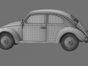 VW Style Beetle Bug Old Rusty WW2 Wrecked Car 3D Model