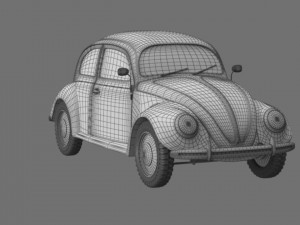 VW Style Beetle Bug Old Rusty WW2 Wrecked Car 3D Model
