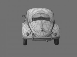 VW Style Beetle Bug Old Rusty WW2 Wrecked Car 3D Model