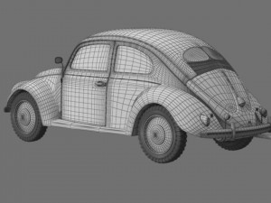 VW Style Beetle Bug Old Rusty WW2 Wrecked Car 3D Model