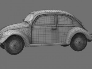 VW Style Beetle Bug Old Rusty WW2 Wrecked Car 3D Model
