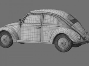 VW Style Beetle Bug Old Rusty WW2 Wrecked Car 3D Model