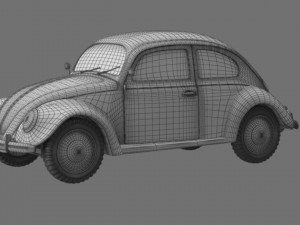 VW Style Beetle Bug Old Rusty WW2 Wrecked Car 3D Model