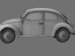 VW Style Beetle Bug Old Rusty WW2 Wrecked Car 3D Model