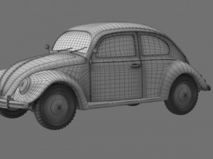 VW Style Beetle Bug Old Rusty WW2 Wrecked Car 3D Model