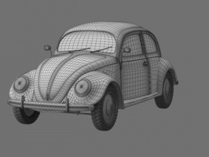 VW Style Beetle Bug Old Rusty WW2 Wrecked Car 3D Model