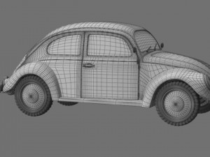 VW Style Beetle Bug Old Rusty WW2 Wrecked Car 3D Model
